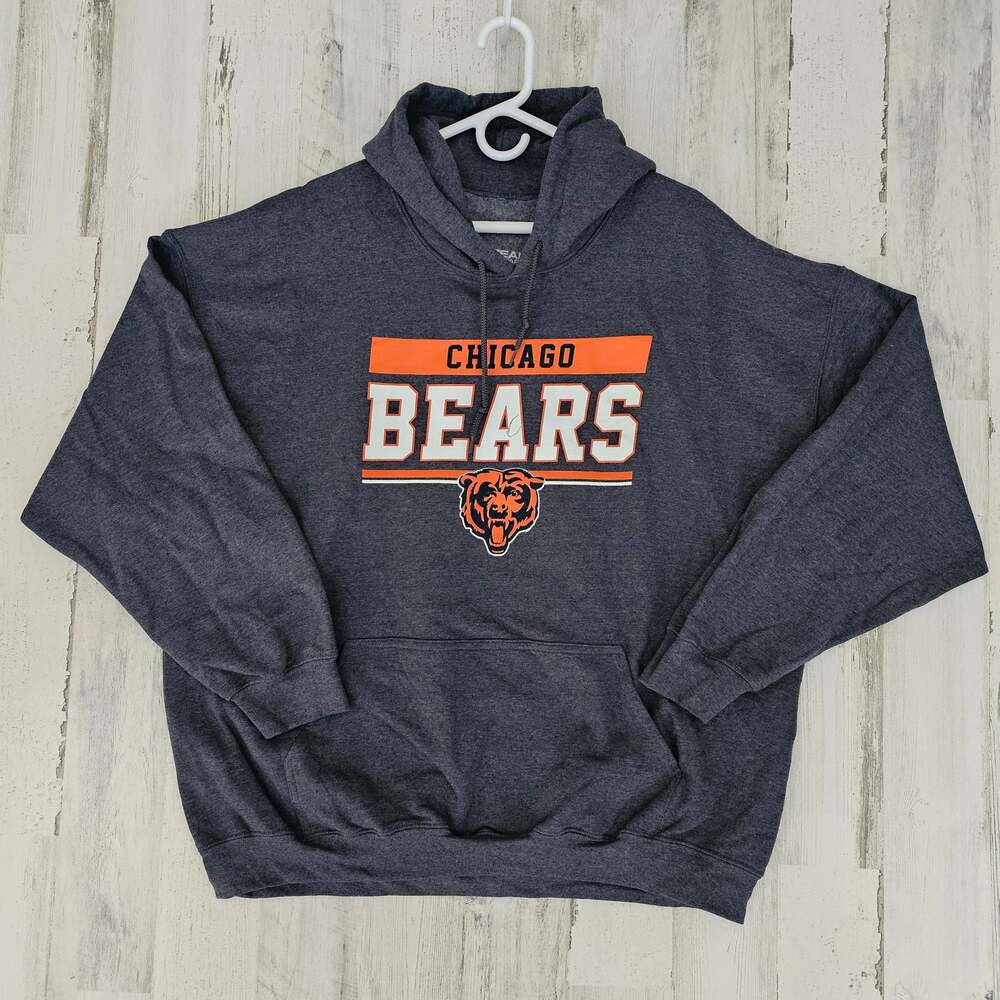 NWOT NFL Team Apparel Chicago Bears Heathered Grey Pullover Hoodie Mens Size 2XL